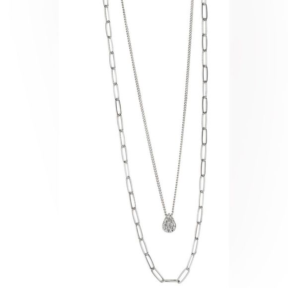 NWT 💎 DAINTY SILVER ELECTRIC NECKLACE DOUBLE ITALIAN CHAIN 2 FOR 1 PRICE - Picture 2 of 10